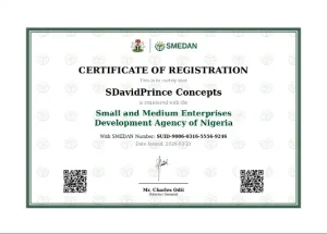 SDavidPrince Concepts SMEDAN Certificate